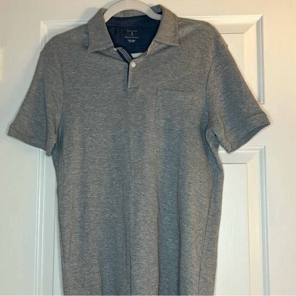 Tahari Men’s Cotton Light Grey Short Sleeve Polo
